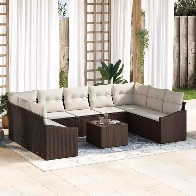Set di divani 10 pz Marrone polyrattan 3346888
