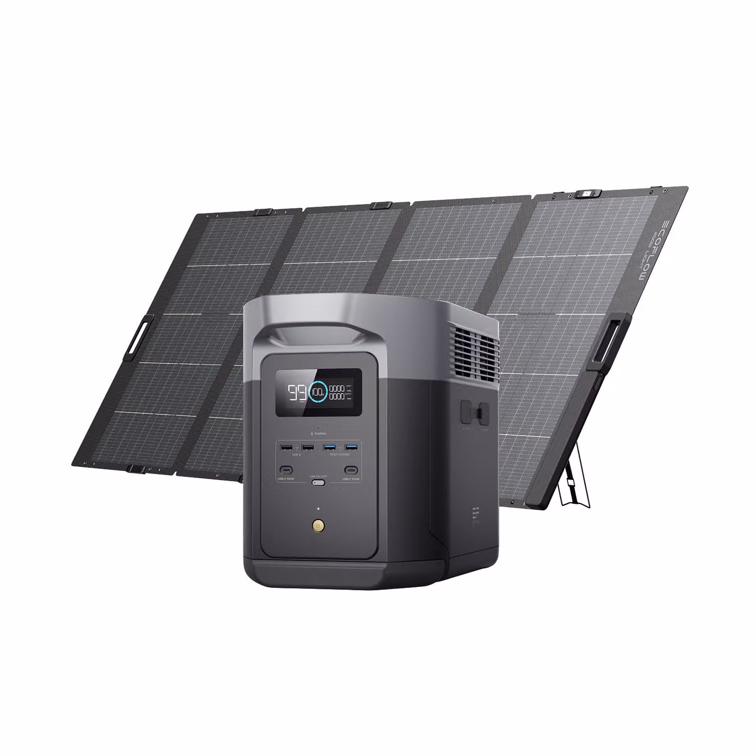 ECOFLOW Generatore solare DELTA 2 Max, 2048Wh Batteria LFP centrale elettrica portatile e pannello solare 400W, Max 3100W uscita CA
