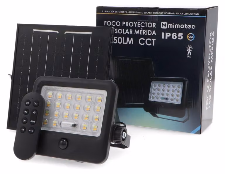 Lampada da esterno a LED solare, 1250 lumen, temperatura di colore regolabile, sensore PIR, grado di protezione IP65, colore nero