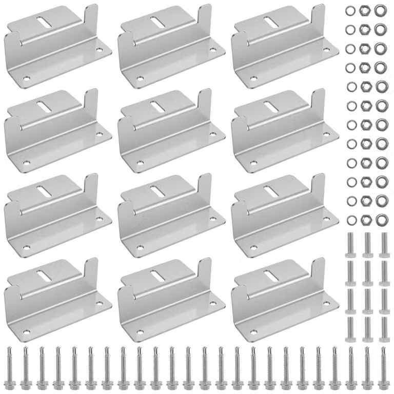 Set di 12 supporti angolari in alluminio per pannelli solari, dimensioni 10x4,2 cm
