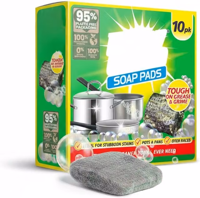 Spugne Saponate in Acciaio Silver per Pulizia Profonda della Cucina, 10 Pezzi