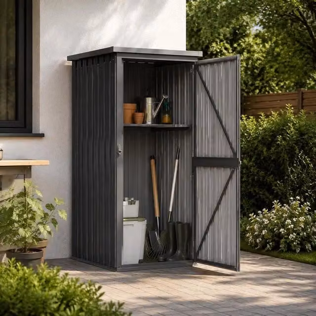 Garden Shed, Anthracite, 88x89x161 Cm, Galvanized Steel