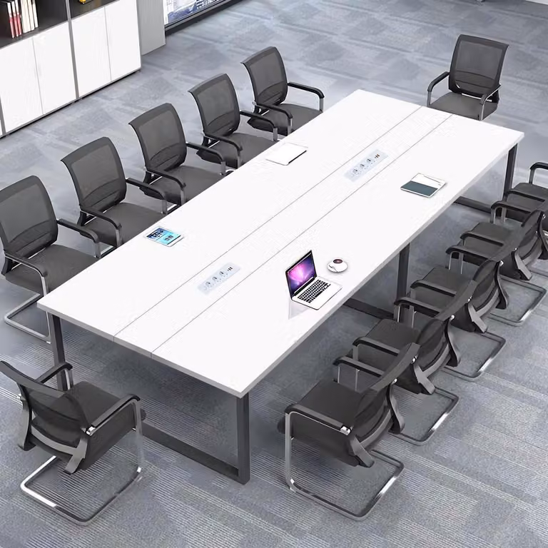 Tavolo da conferenza con sistema di gestione dei cavi, dimensioni 200x80x74 cm, design moderno, ideale per l'ufficio