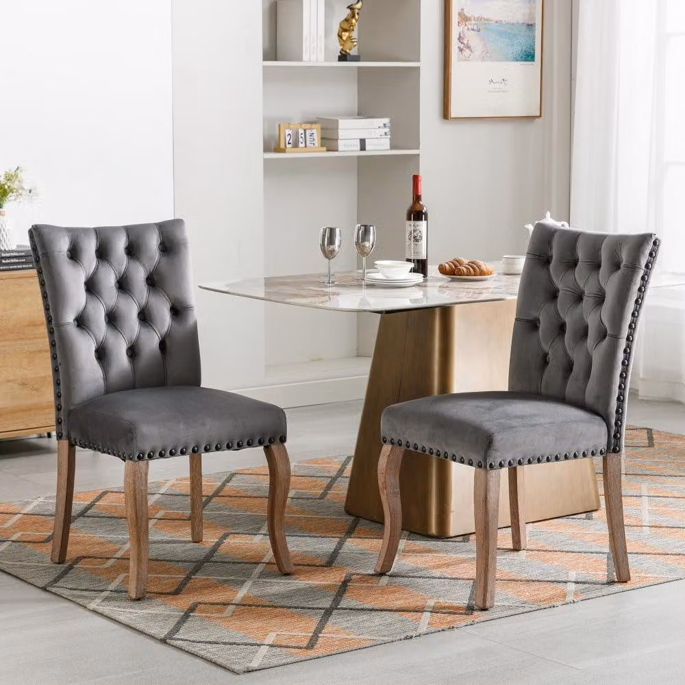 Sedia da pranzo - Sedia per la cucina - Sedia per il soggiorno - Sedia con poggiapiedi - Set da 2 - Rivestimento