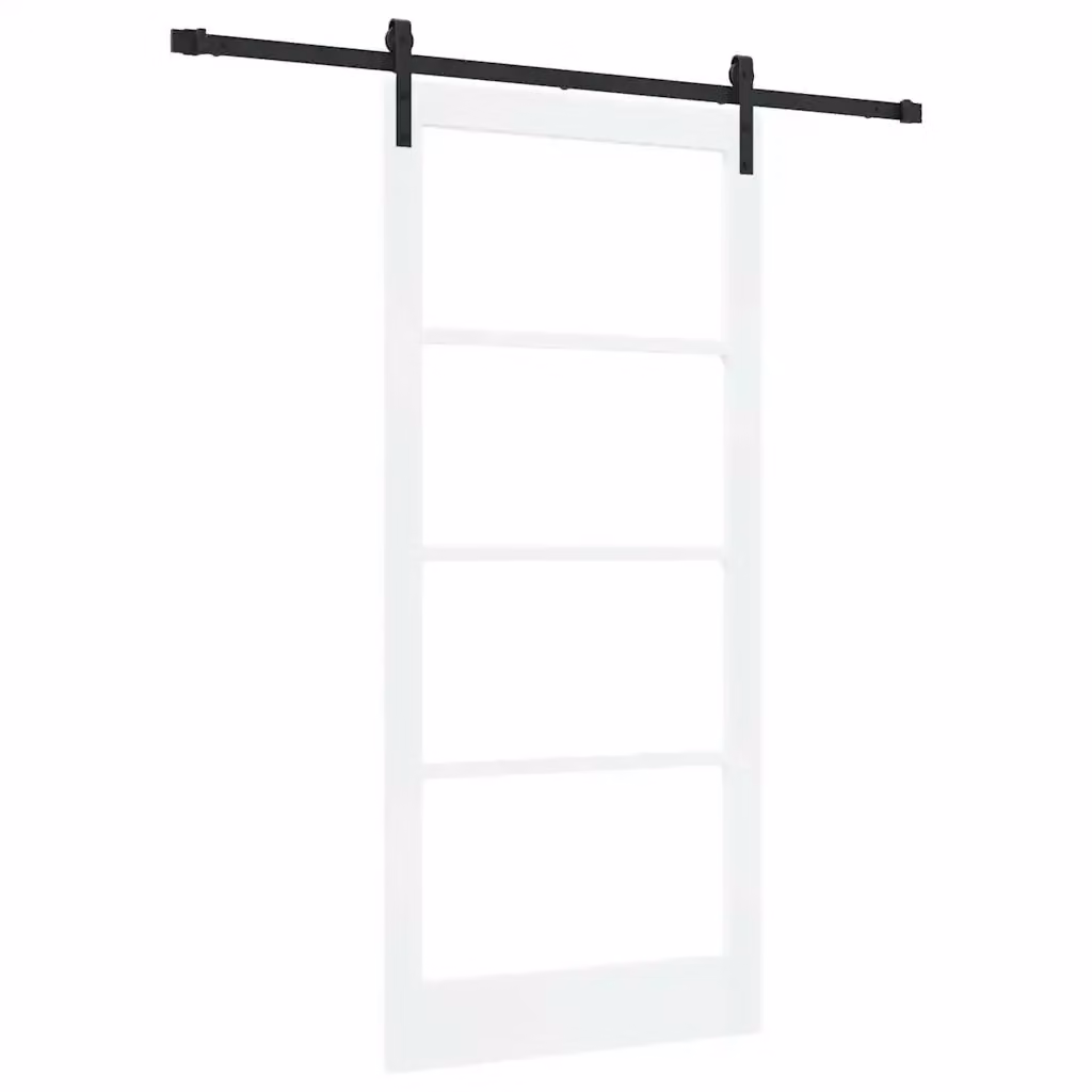 Porta scorrevole moderna vidaXL in legno e vetro Bianco e Nero L: 93 cm, H: 202 cm – 2