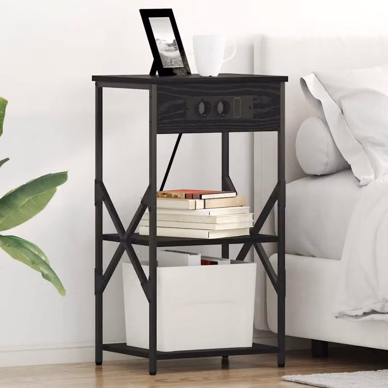 Set di 2 Armadi da Notte vidaXL Moderni in Nero Opaco L: 41 cm, P: 31 cm, H: 76 cm