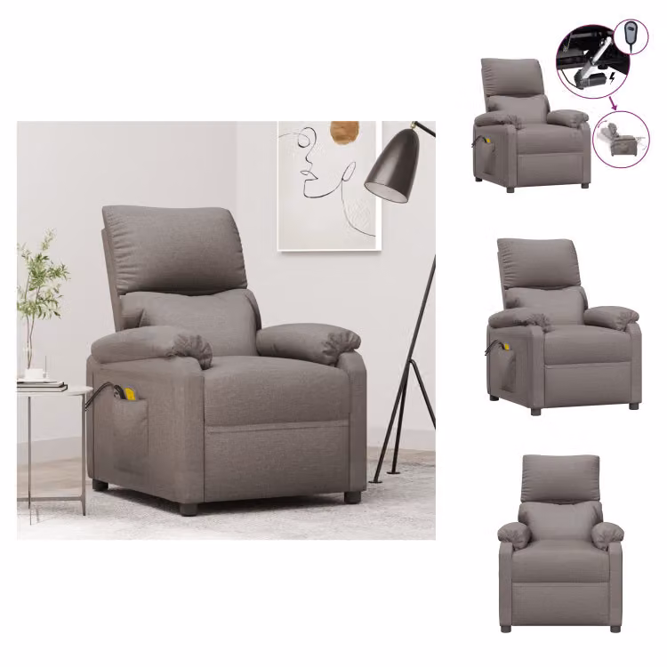 vidaXL Sedia da massaggio elettrica in tessuto grigio - Sedia da massaggio