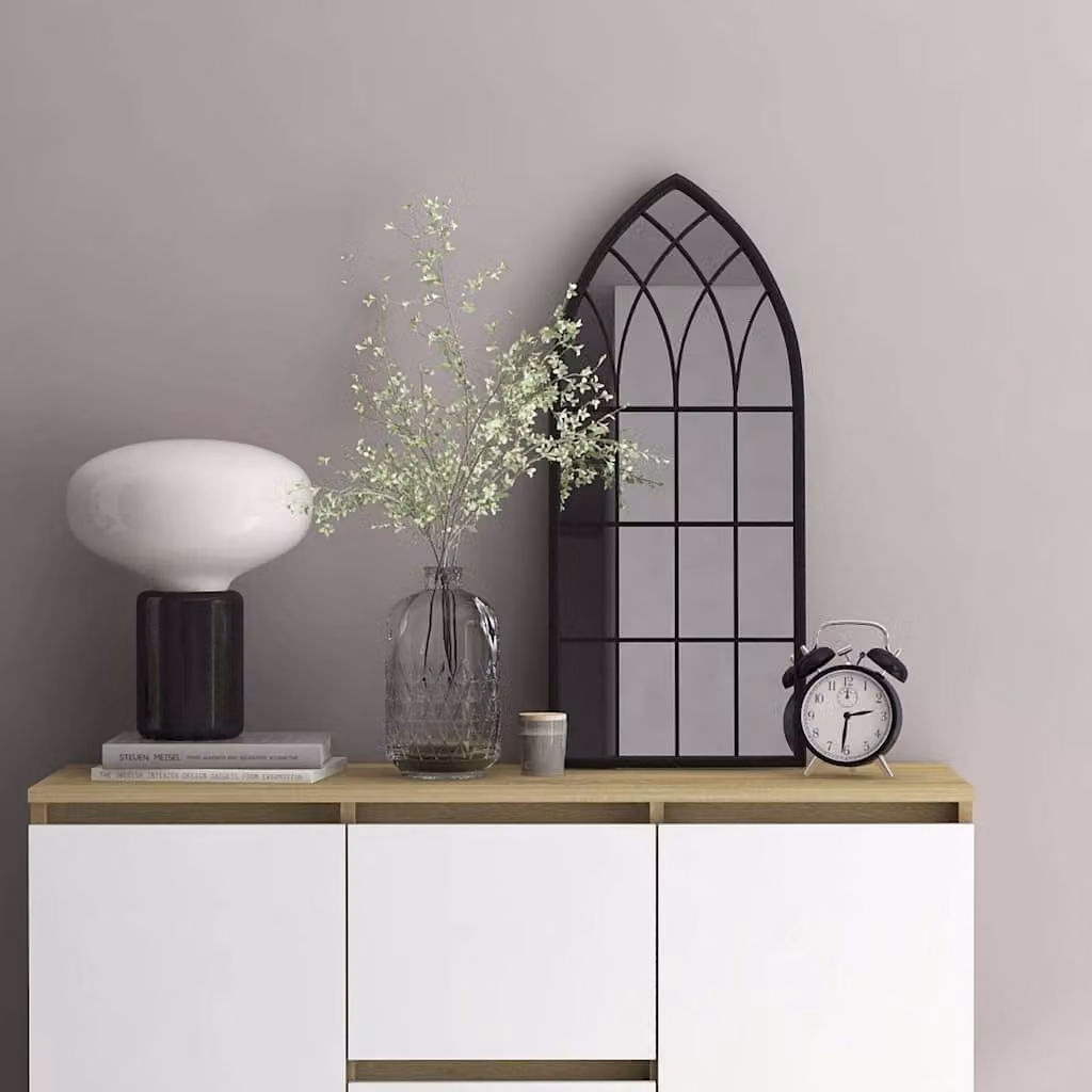 Specchio da parete rettangolare vidaXL in metallo e vetro, colore nero, L: 70 cm, H: 30 cm, P: 1 cm