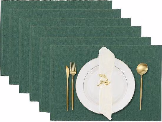 Tappetini da cucina, confezione da 6, in cotone lavabile, dimensioni 33 x 48 cm, verde foglia