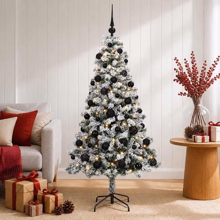 Albero di Natale artificiale con decorazioni a sfera, altezza 120 cm, 150 luci LED