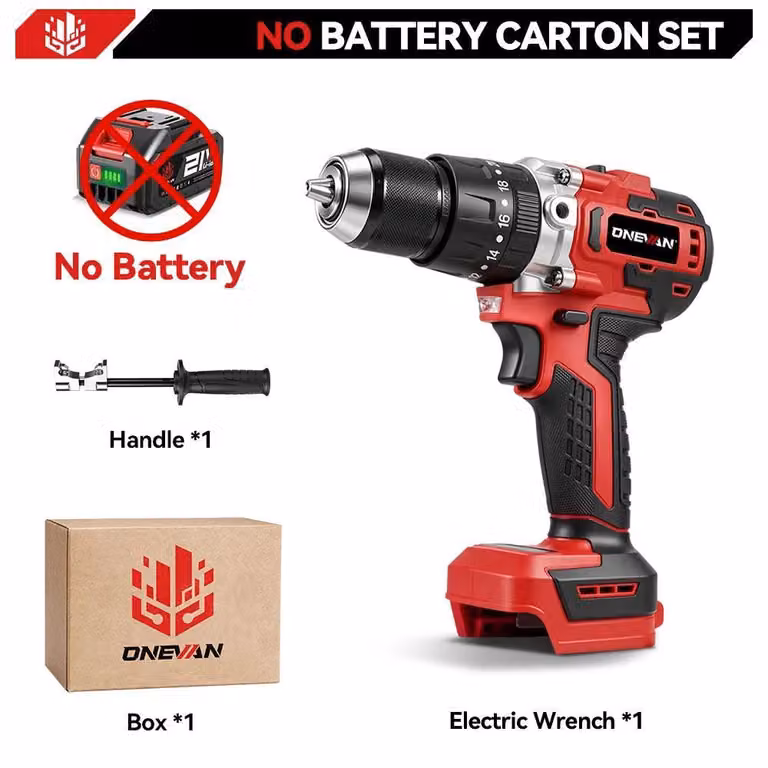 Trapano avvitatore a batteria - Trapano a percussione da 13 mm - Coppia di 720 Nm - 2 velocità - Motore brushless - Per batteria da 18V - Senza batteria