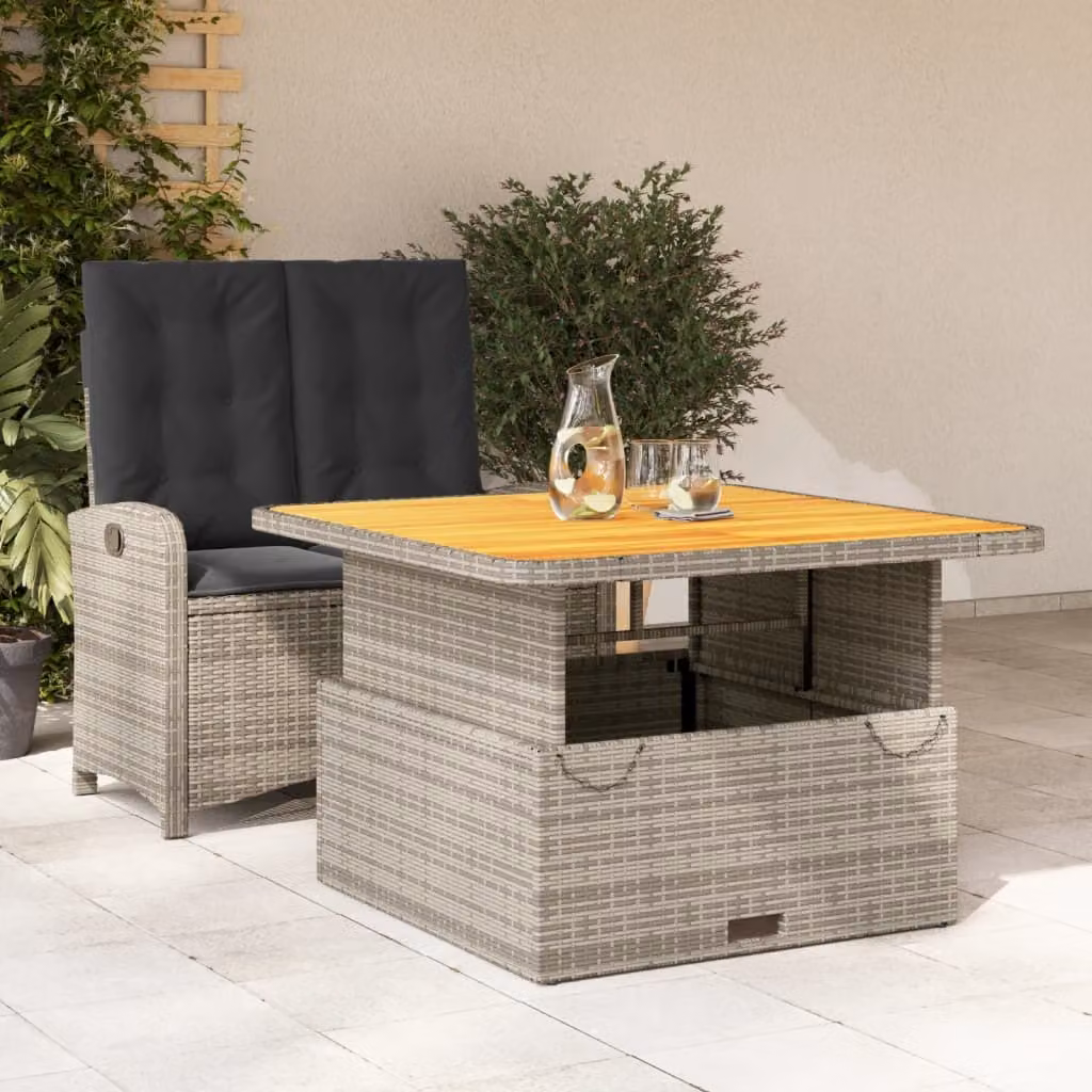 Maison Exclusive - Set da Pranzo da Giardino 2 pz con Cuscini in Polyrattan Grigio