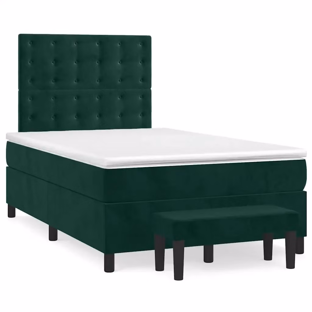 Giroletto a Molle con Materasso Ibrido vidaXL in Velluto Verde Scuro L/P/H: 120 x 200 cm – 2
