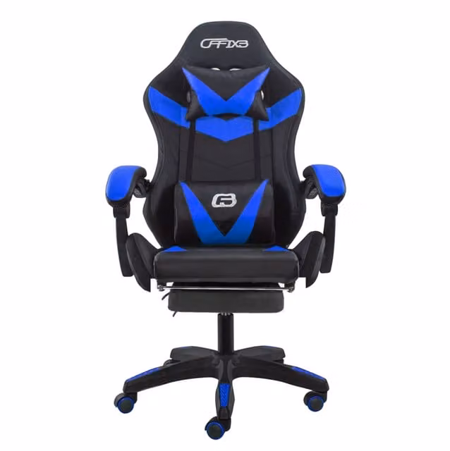 Sedia da Gaming Ergonomica 66x60x134 cm con Poggiapiedi in Similpelle Blu