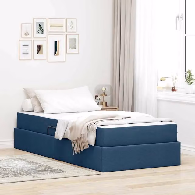 Letto con contenitore e materasso Blu 100 x 200 cm Poliestere 3399645