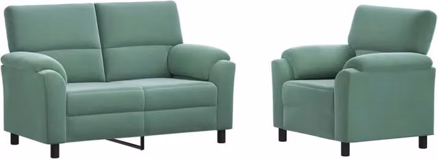 Set di 2 divani moderni vidaXL in velluto verde mare con struttura in metallo per il tuo soggiorno