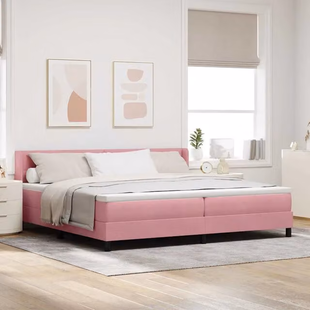Letto Ibrido con Testiera in Velluto Rosa vidaXL L/P/H: 200 x 200 x 280 cm