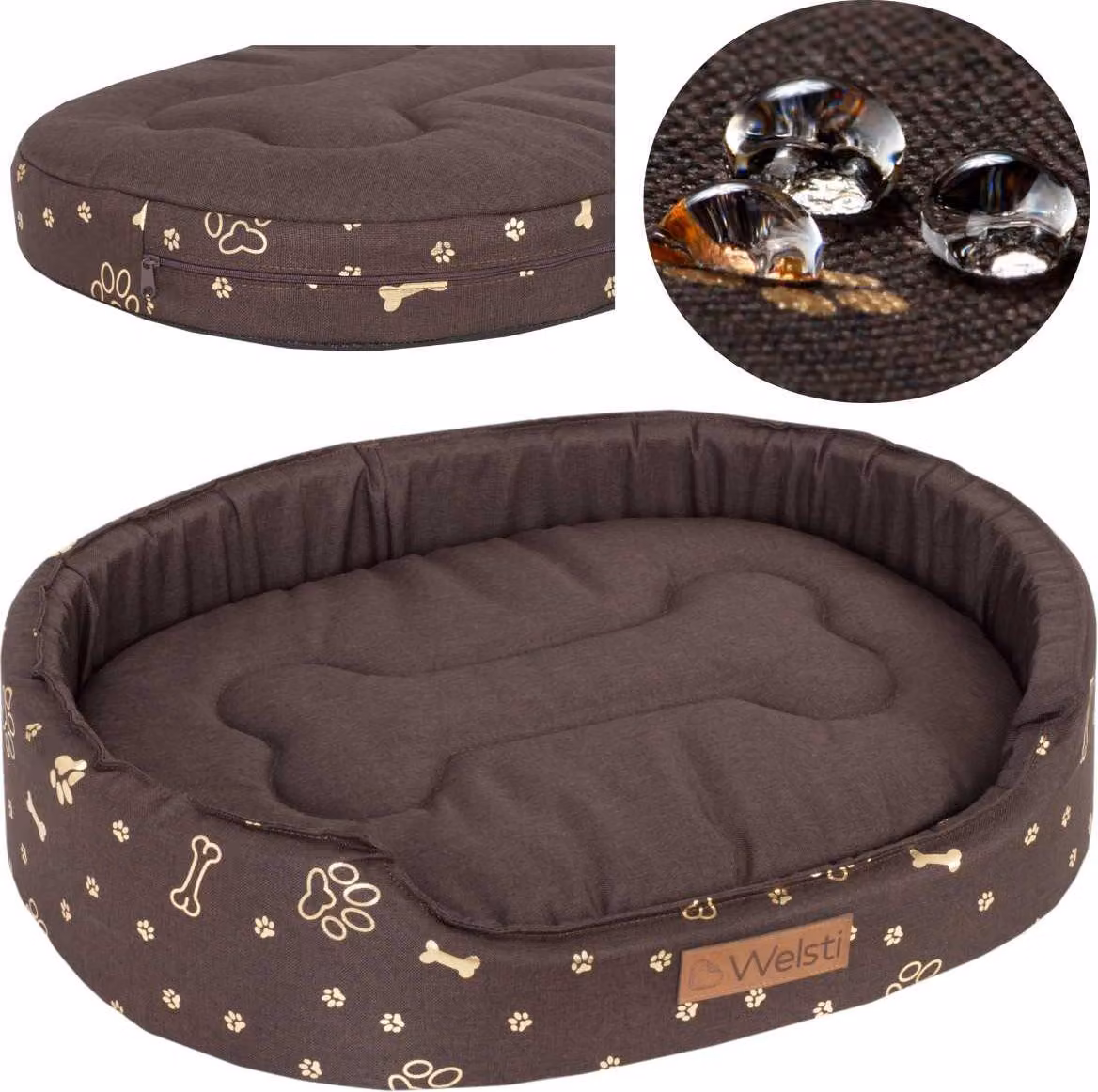 Cuccia ovale per cani e gatti, Welsti marrone XXL 100x80