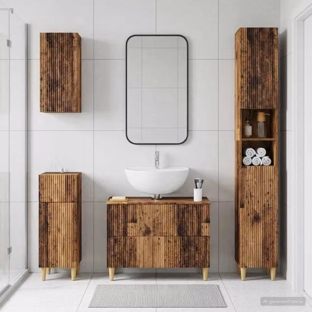 Set di Mobili da Bagno da 4 Pezzi ARNHEM Legno antico 3417934