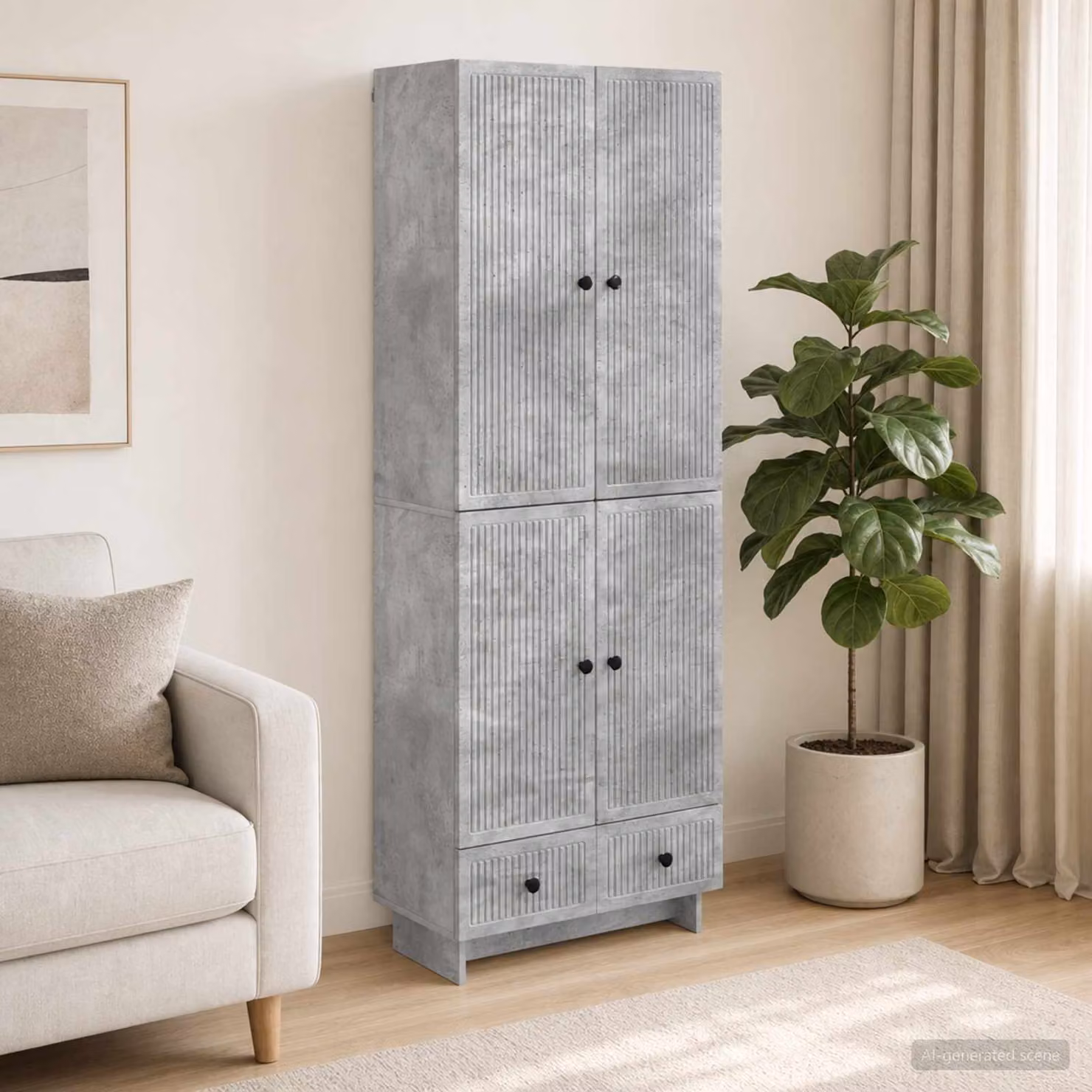 Set di 2 armadi da giardino vidaXL in legno MDF grigio opaco con ante a battente e ripiani interni
