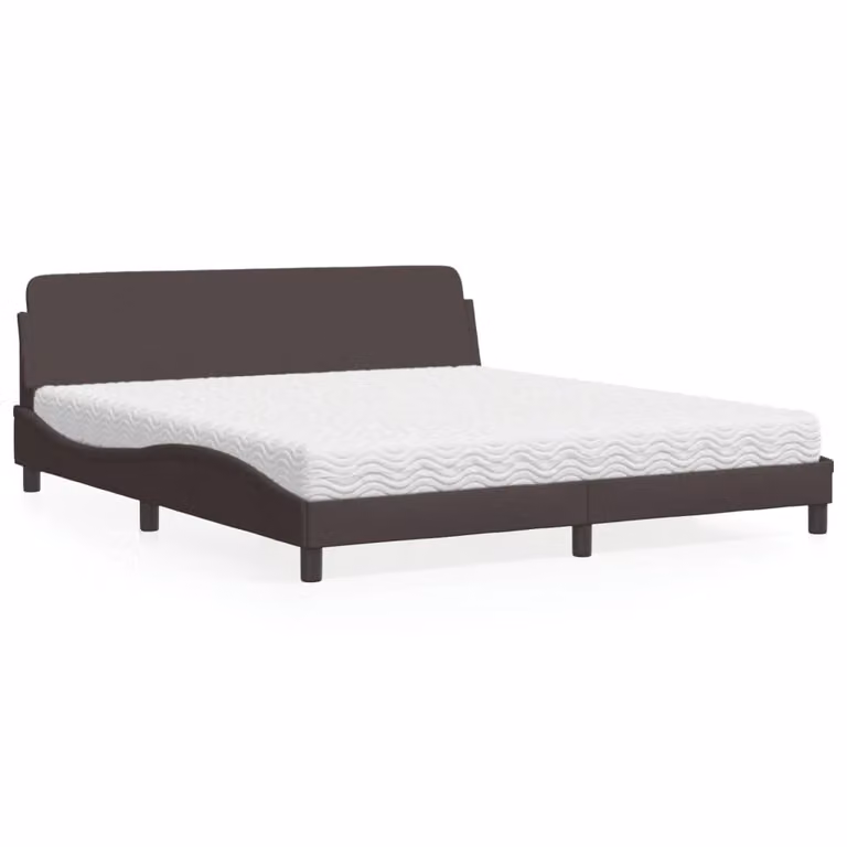 Letto con Materasso Dover vidaXL in Tessuto Marrone e Bianco, L/P/H: 180 x 200 x 185 cm