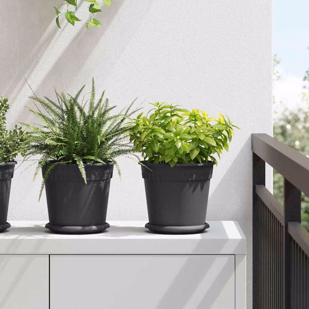 Set di 6 vasi per piante vidaXL in plastica nera per uso ornamentale e interno