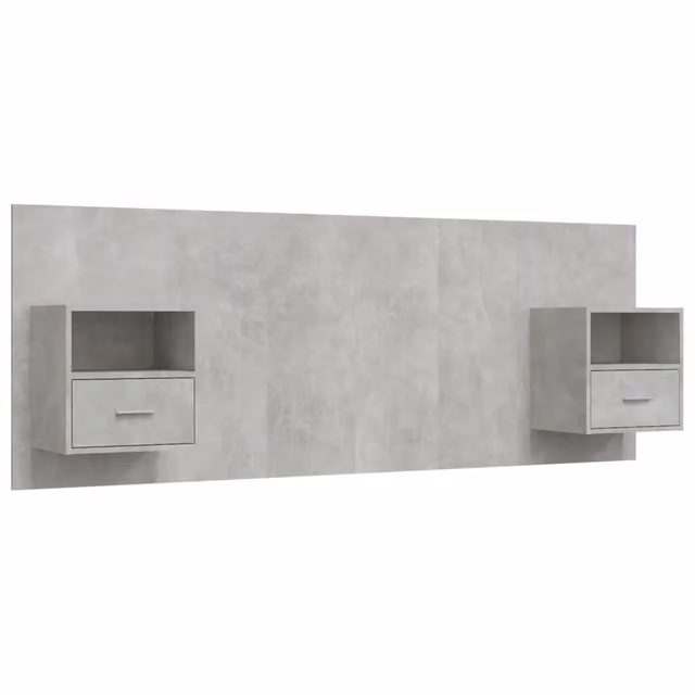 Testiera | Testata Letto con Comodini in Legno Multistrato Grigio Cemento