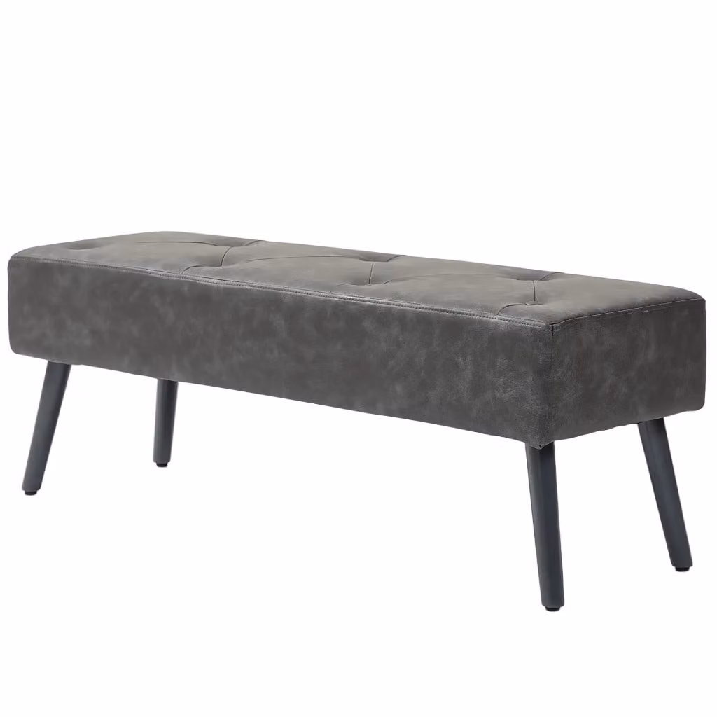 Panca fine letto imbottita Xylo in legno e tessuto grigio L: 114 cm, P: 38 cm, H: 42 cm – 2