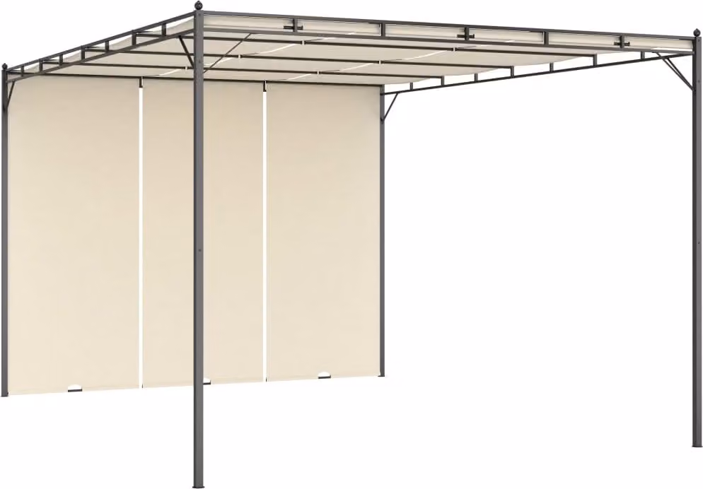 Padiglione da giardino The Living Store con tenda laterale 4x3x2,25 m crema