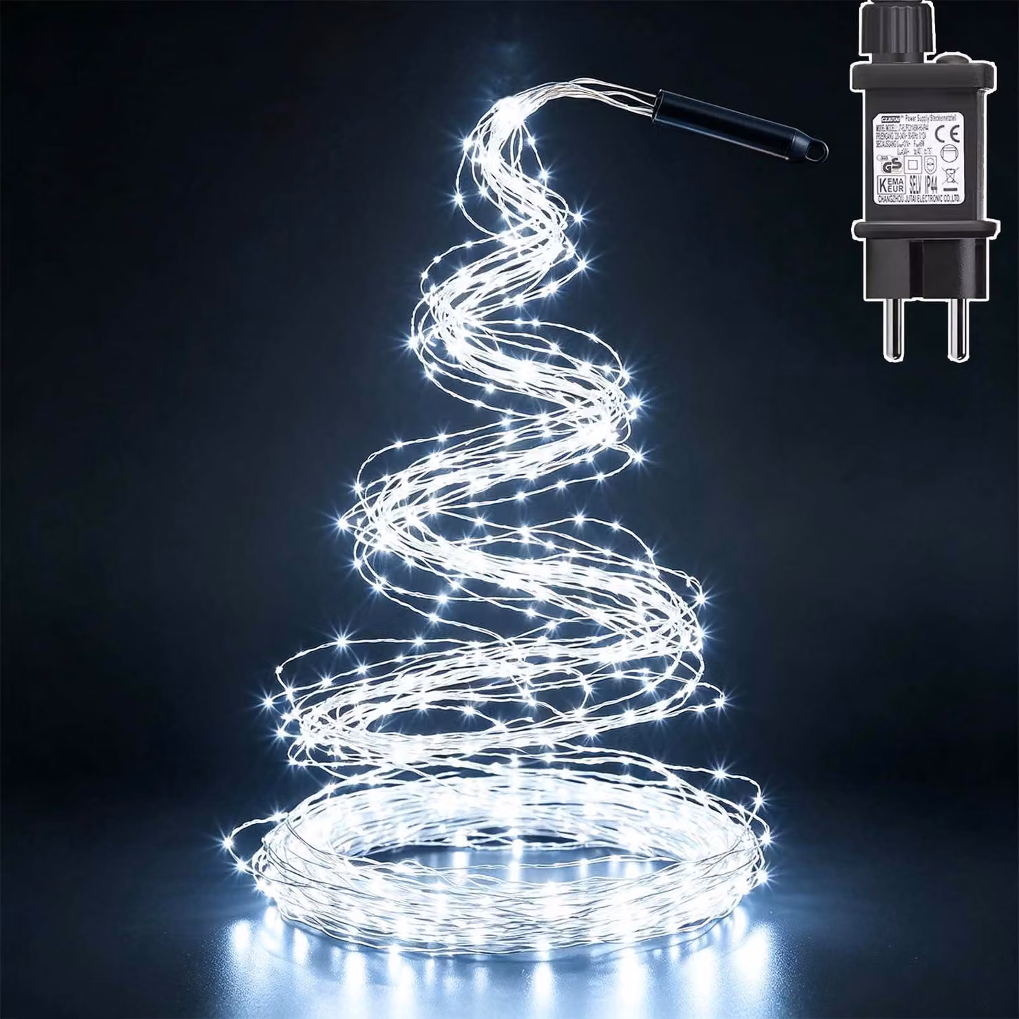 Tenda luminosa, 2 metri, 400 LED, timer, 8 modalità, luce bianca fredda