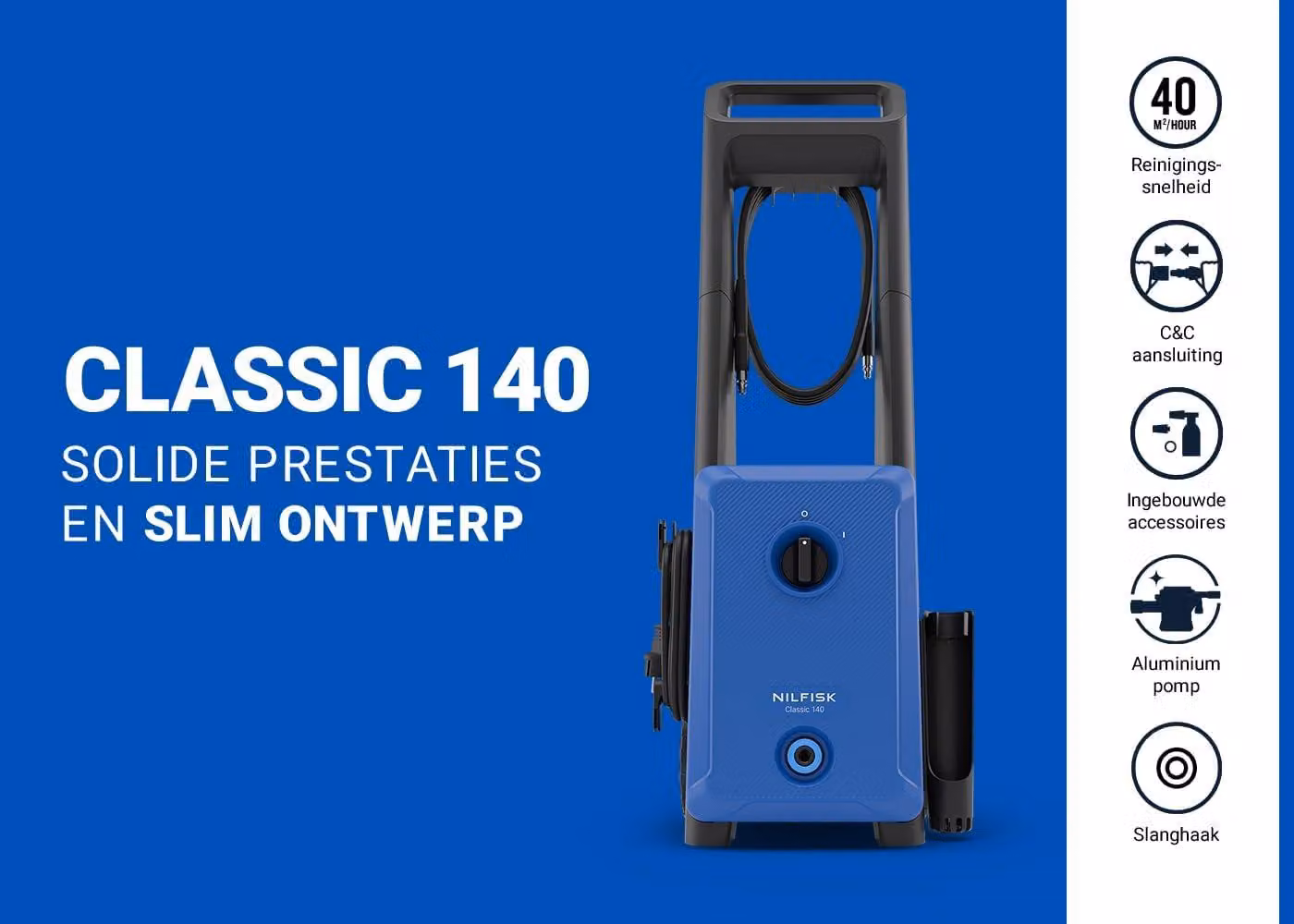 Idropulitrice – Pressione di lavoro: 140 bar – Potenza: 2000 watt – Con ugello per schiuma