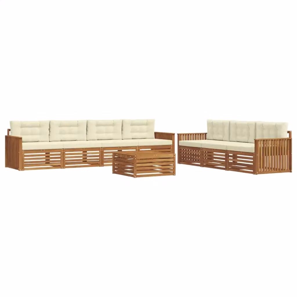 Set di divani da esterno moderno vidaXL in legno di acacia e plastica, 8 pezzi, colore beige e naturale – 2