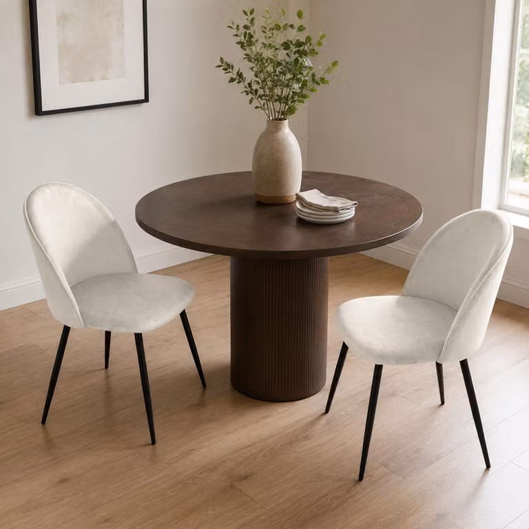 Set di 2 poltrone da pranzo in velluto, imbottite, dimensioni 51x54x82 cm, colore crema