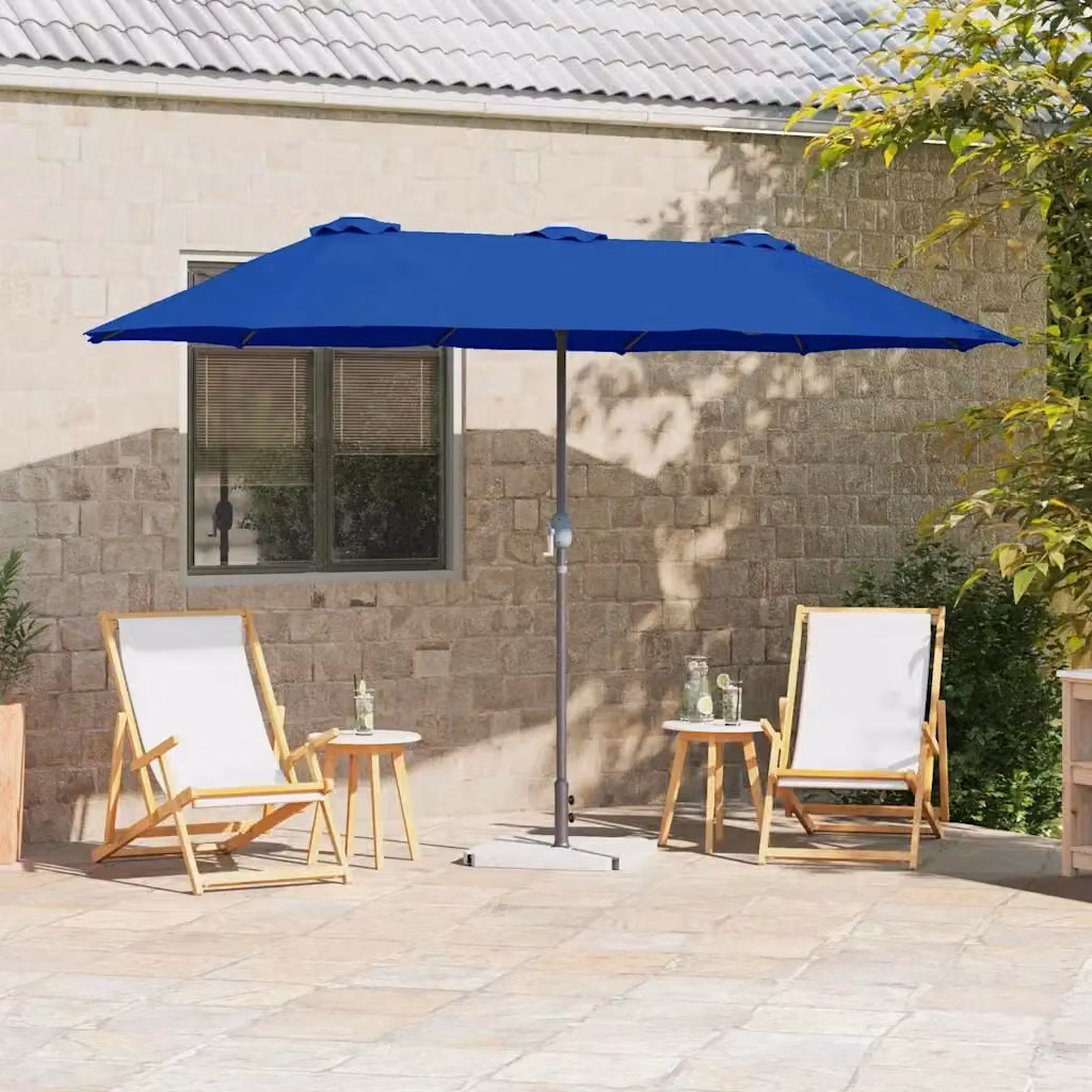 Ombrello da giardino a braccio orientabile DESIGN IN, colore azzurro, in alluminio e poliestere, L/P/H: 370 x 197 x 239 cm – 2