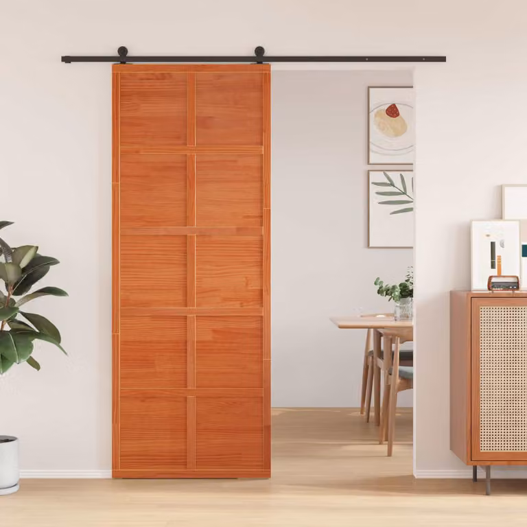 Porta scorrevole stile rustico in legno vidaXL, Marrone, L: 80 cm, H: 208 cm