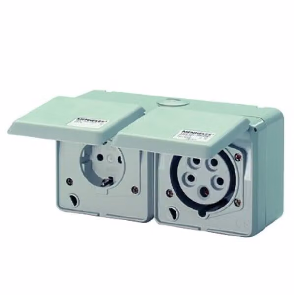 Mennekes CEE/SCHUKO-STECKD.230/400V-16A (4202 DOPPELDOSE IP44)