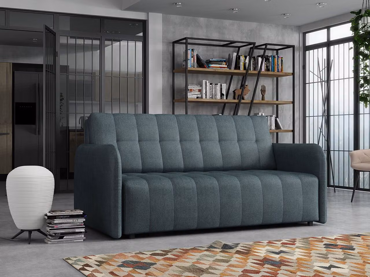 MIRJAN24 Divano letto Viva Grand IV, divano imbottito a 4 posti con cuscini inclusi, con contenitore e funzione letto, divano elegante (colore: Paros 6)