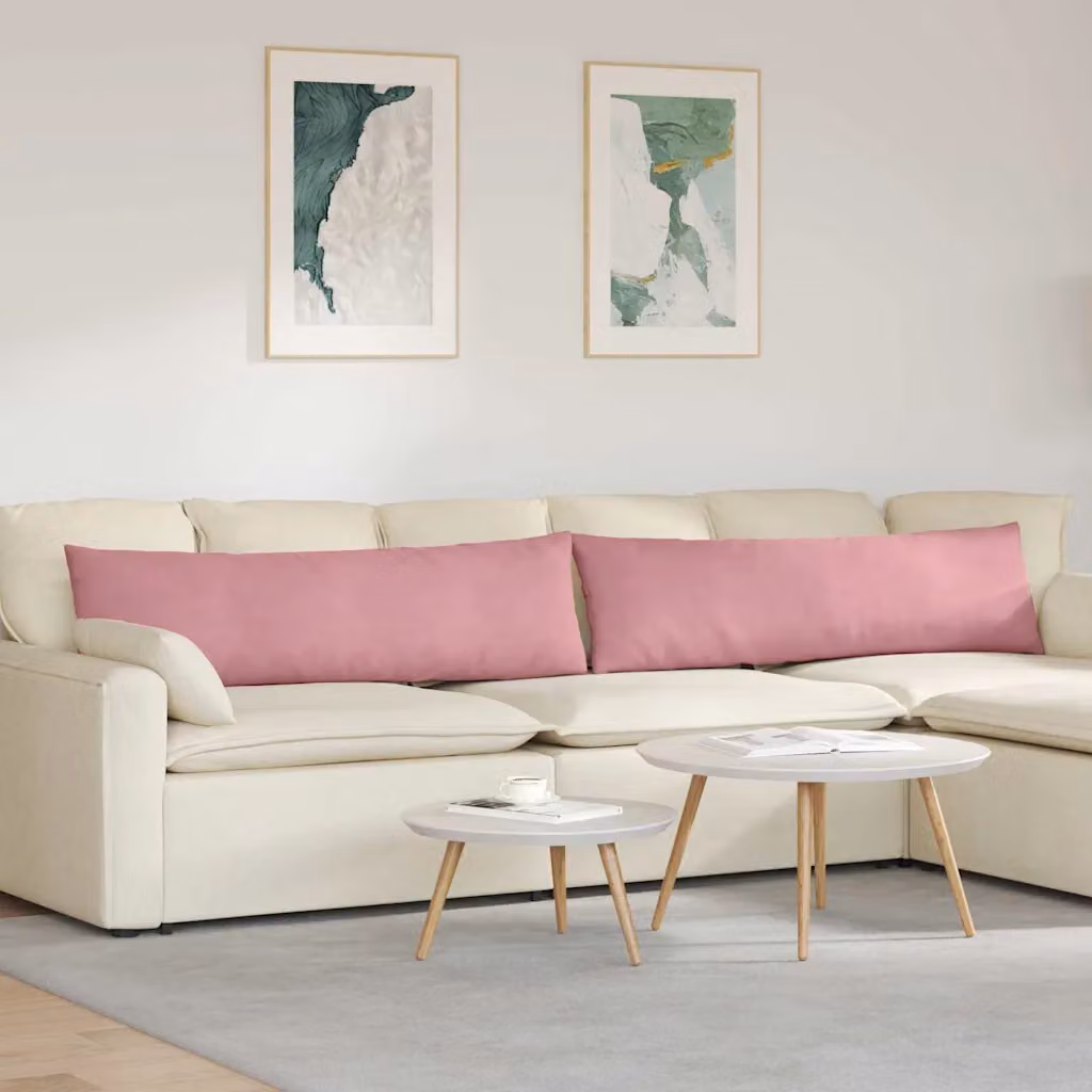 Set di 2 cuscini da divano vidaXL in tessuto a coste rosa, L 145 cm x P 40 cm x H 40 cm