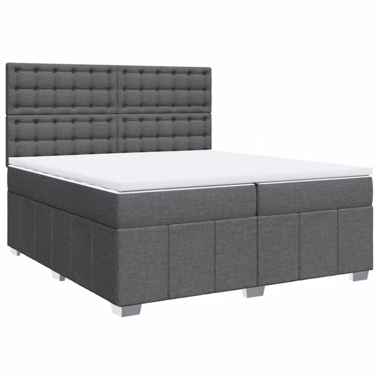 Giroletto a Molle con Materasso Grigio Scuro 200x200 cm Tessuto