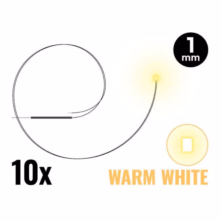 Green Stuff World - LED, luce calda, 1 mm (10 pezzi)