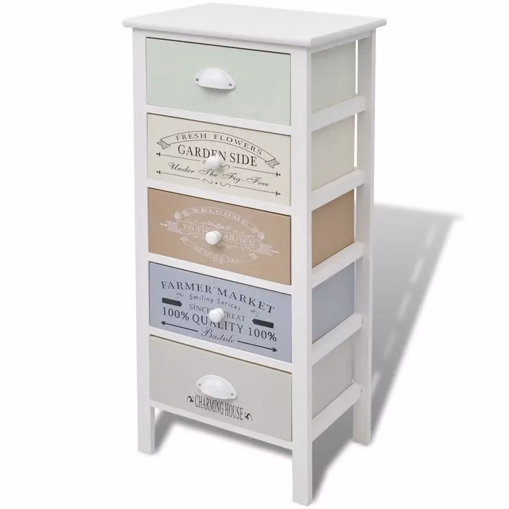 Mobile in stile francese con 5 cassetti in legno multicolore vidaXL – 2