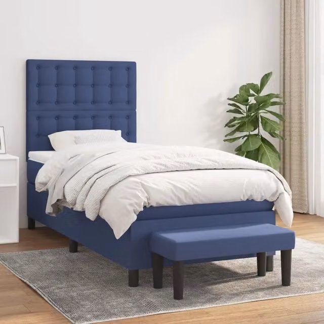 Letto Ibrido con Giroletto a Molle e Materasso vidaXL, Colore Blu e Bianco, L/P/H: 80 x 200 x 203 cm – 1
