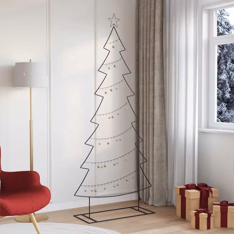 Albero di Natale moderno vidaXL in metallo nero, Altezza: 210 cm