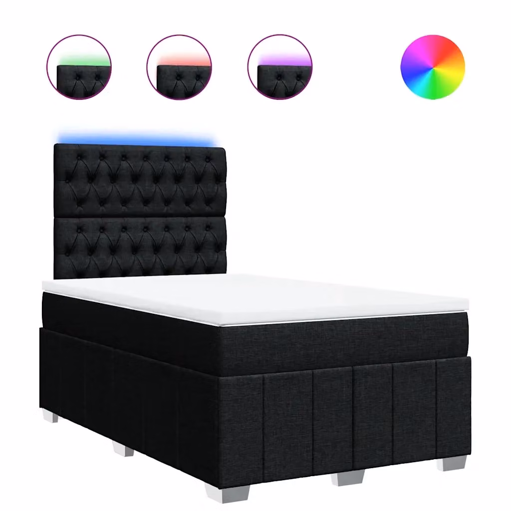Letto Ibrido vidaXL con Materasso a Molle Insacchettate e Illuminazione Sotto il Letto, Nero e Bianco, L/P/H: 120 x 190 x 150,5 cm – 2