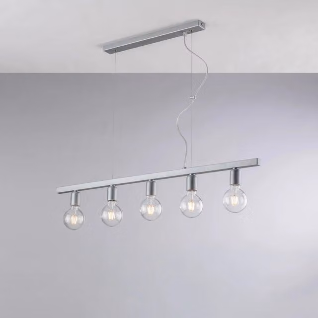 Lampadario a sospensione Fabian Bonetti Illumina in metallo argento con 5 luci E27 e altezza regolabile – 1