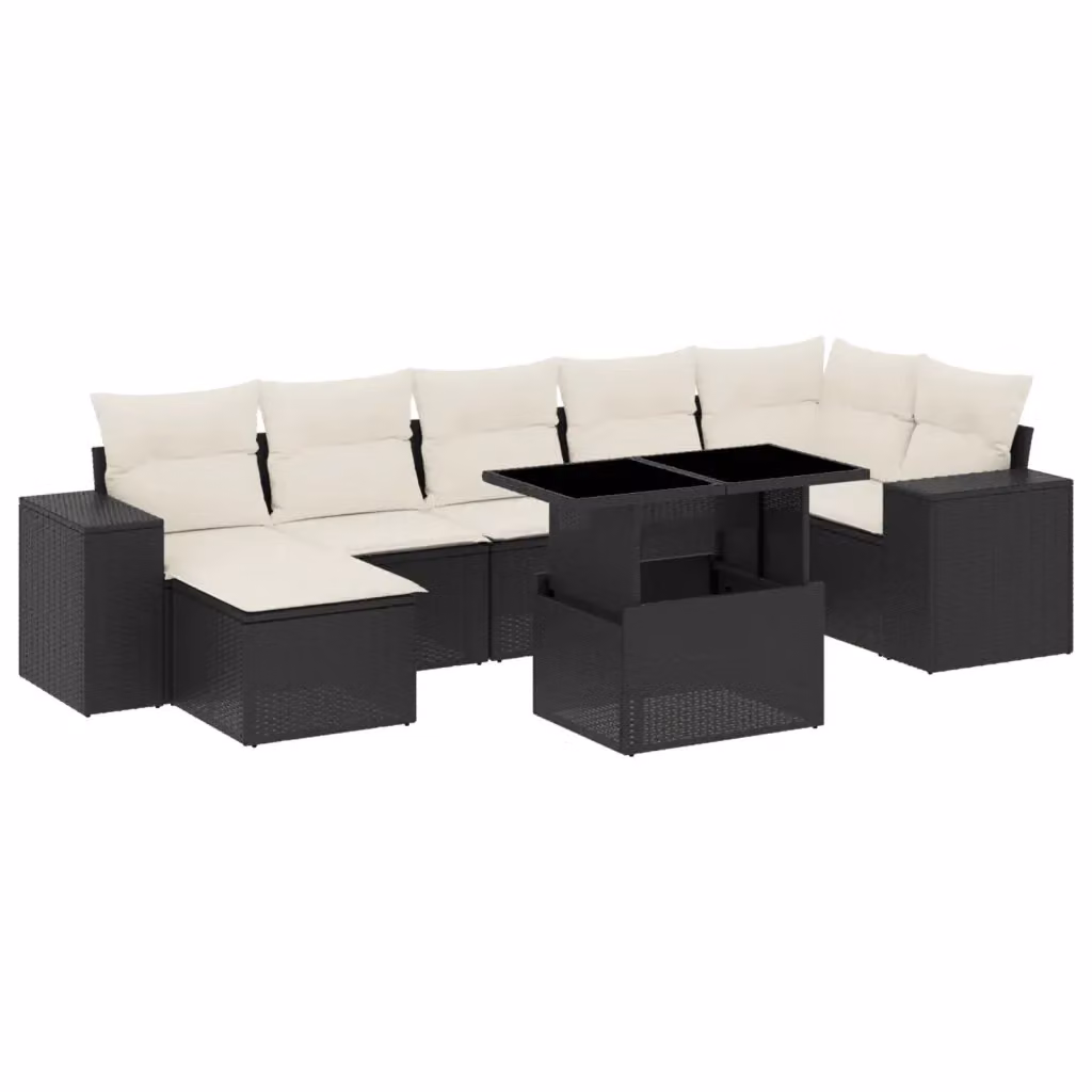 Set di Divani da Giardino a L vidaXL in Polyrattan Nero con 8 Pezzi e Cuscini Inclusi – 2