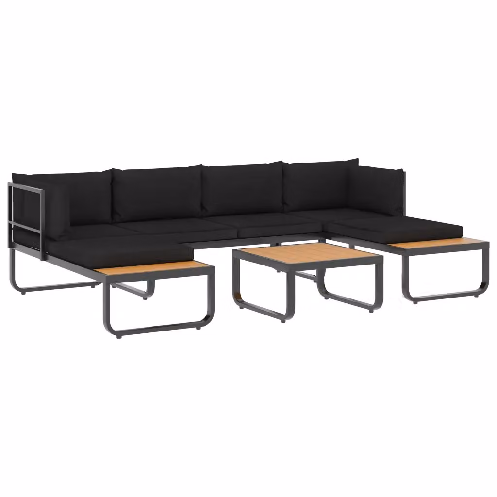 Set Divano da Giardino ad Angolo vidaXL in Alluminio e WPC con Cuscini e Tavolino, 4 Pezzi – 2