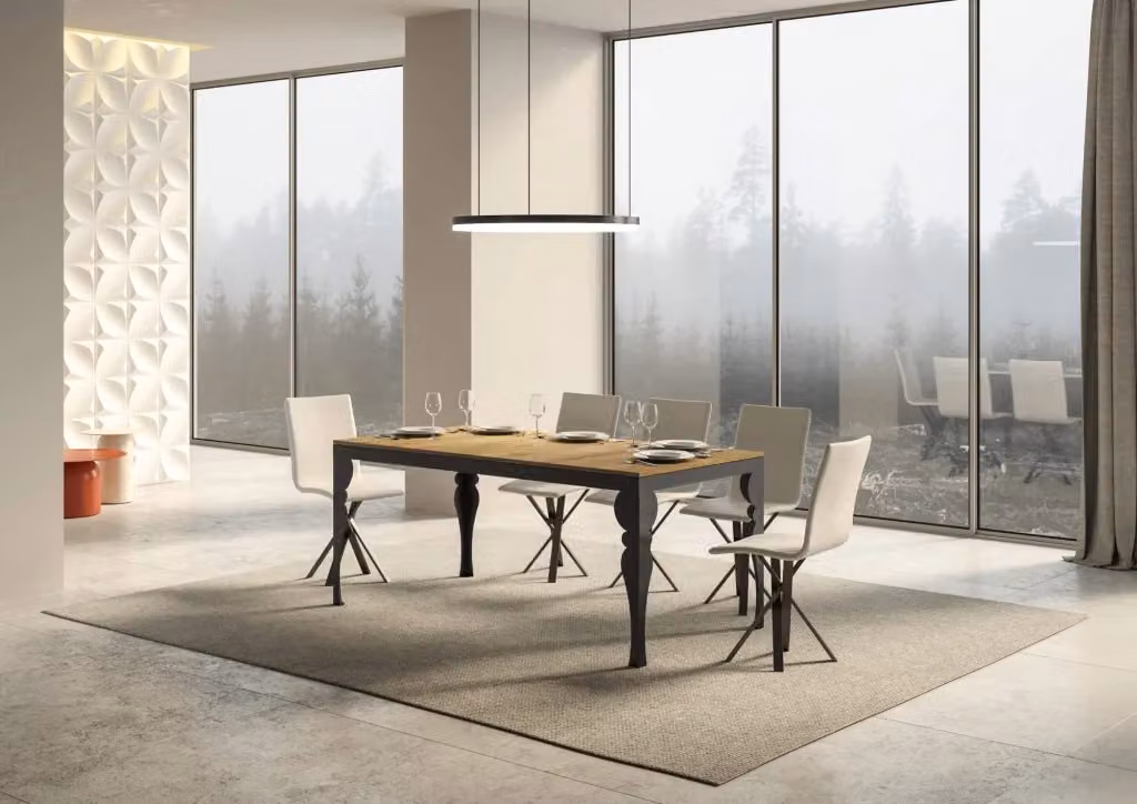 Tavolo da pranzo allungabile Paxon Evolution in legno di quercia naturale e metallo, L: 180-284 cm, P: 90 cm, H: 80 cm – 2