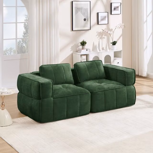 Divano modulare 198x93x67 cm senza struttura in poliestere verde