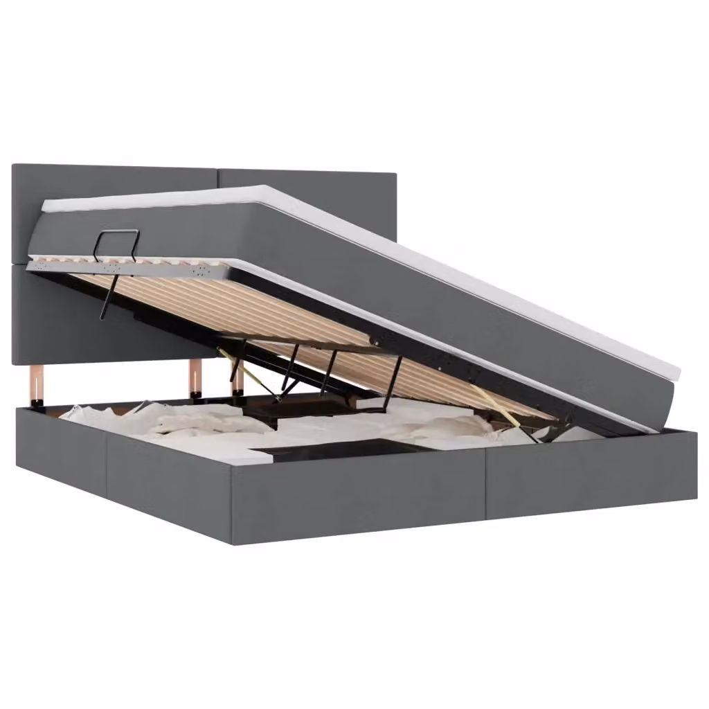 Letto con contenitore e materasso vidaXL in tessuto Grigio scuro L: 180 cm, P: 200 cm, H: 280 cm – 2